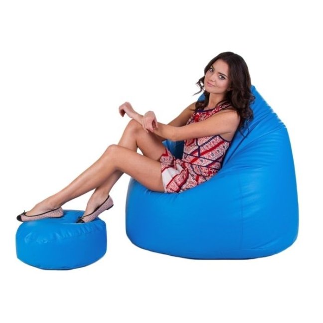 Sedací vak - křeslo Super 3XL obj. 330 L s podnožkou - Potahová tkanina: Eko kůže, Barva tkaniny: ES21