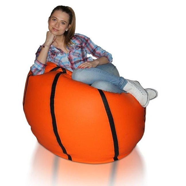Sedací vak Míč basketbalový 2XL obj. 260 L - Potahová tkanina: Eko kůže, Barva tkaniny: oranžová
