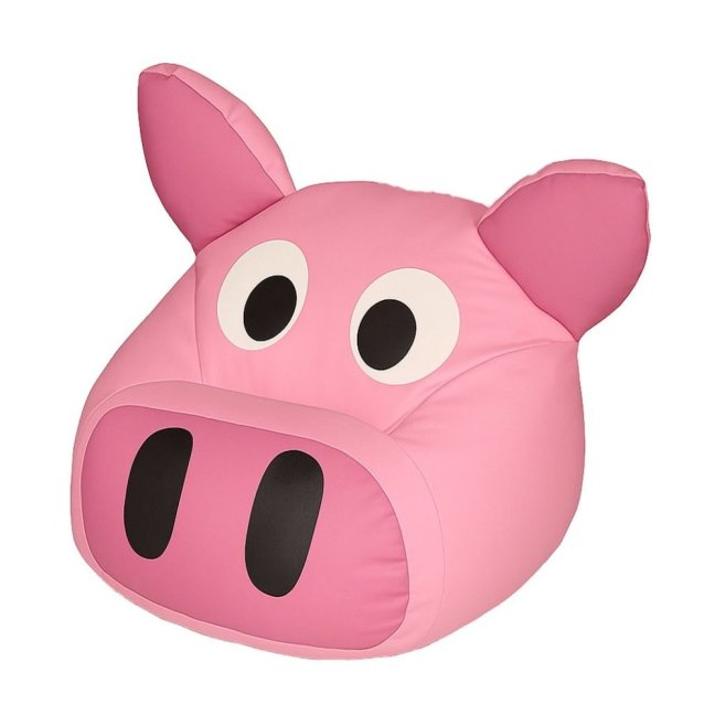Pohodlný dětský sedací vak s motivem zvířátka - Prasátko - růžové z materiálu Eko kůže a objemu 300 L.