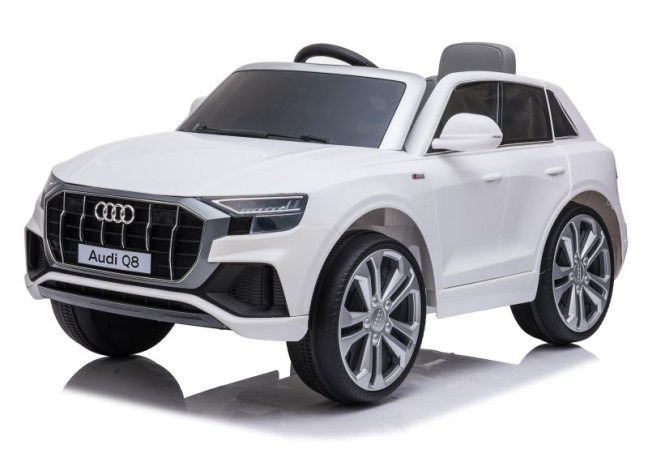 Bílé Audi Q8 elektrické autíčko Q8 s napětím 12V a výkonem
