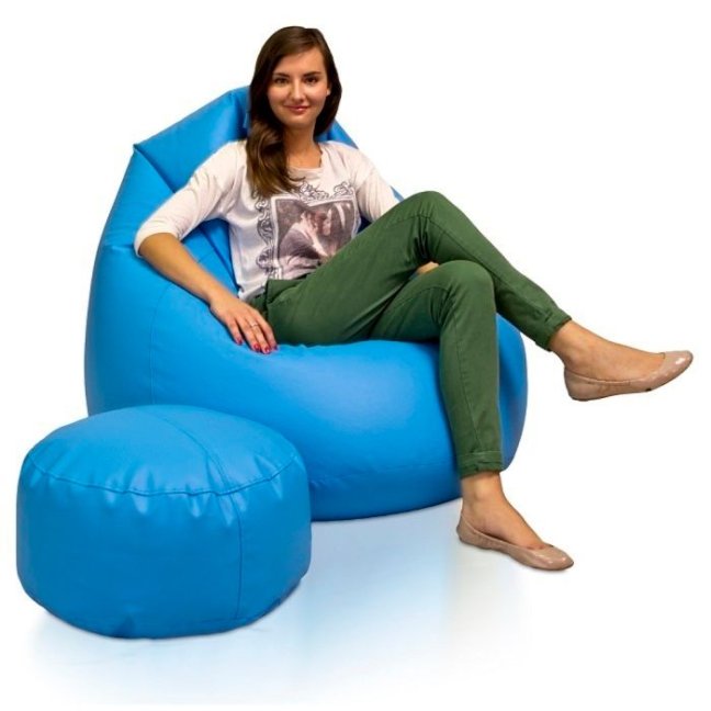 Sedací vak - křeslo Super 3XL obj. 330 L s podnožkou - Potahová tkanina: Eko kůže, Barva tkaniny: ES21