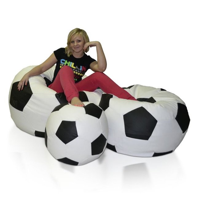 Sedací vak Míč fotbalový - sestava 3XL + 2XL + L obj. 430 a 230 a 100 L